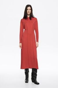 Red cupro A-line dress