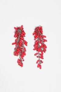 Chain earrings with coral beads