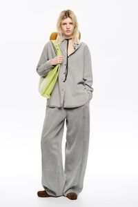 Gray fluid wide leg denim trousers