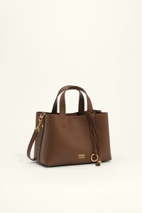 Medium golden brown leather Chihuahua tote bag