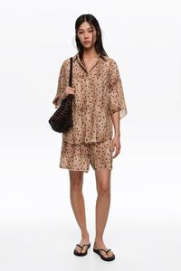 Watercolor Dots short-sleeve pleated shirt