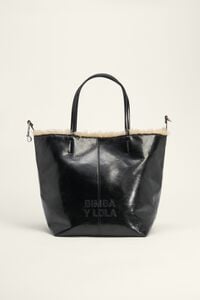 Black leather maxi shopper bag