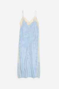 Light blue slip dress with contrast lace