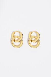 Gold logo double-hoop earrings