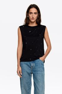 Black sleeveless rhinestone top Black sleeveless rhinestone top