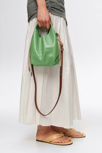 Mini emerald leather Paper crossbody bag