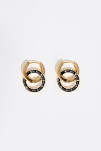 Black logo double-hoop earrings
