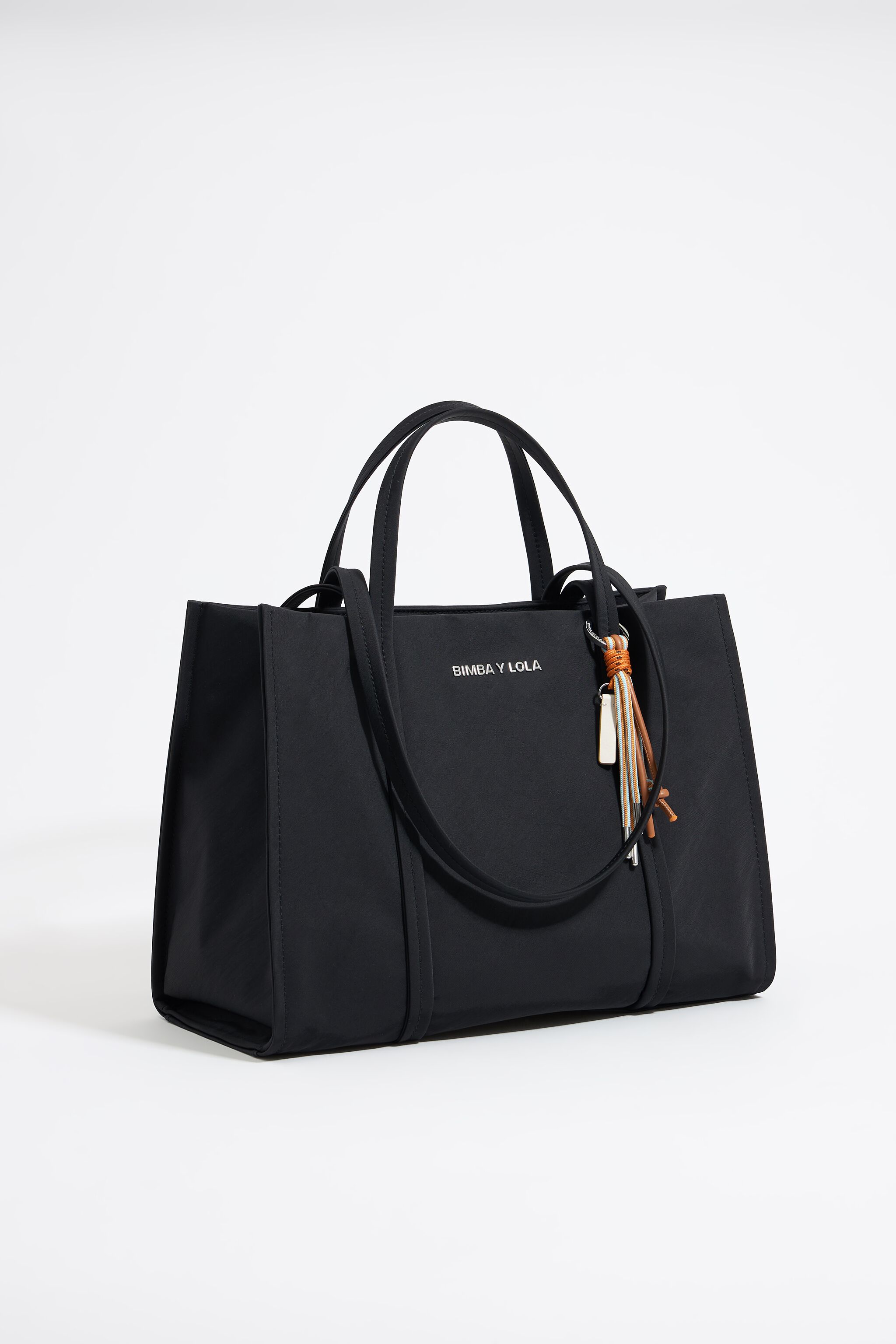 Large black nylon tote bag sales