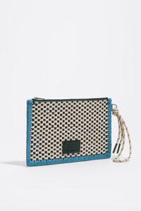 Dark green medium leather zip clutch