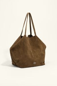 Large olive suede shopper bag