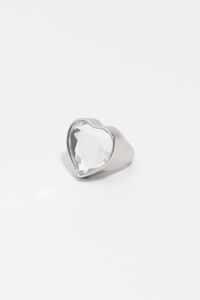 Silver crystal heart ring