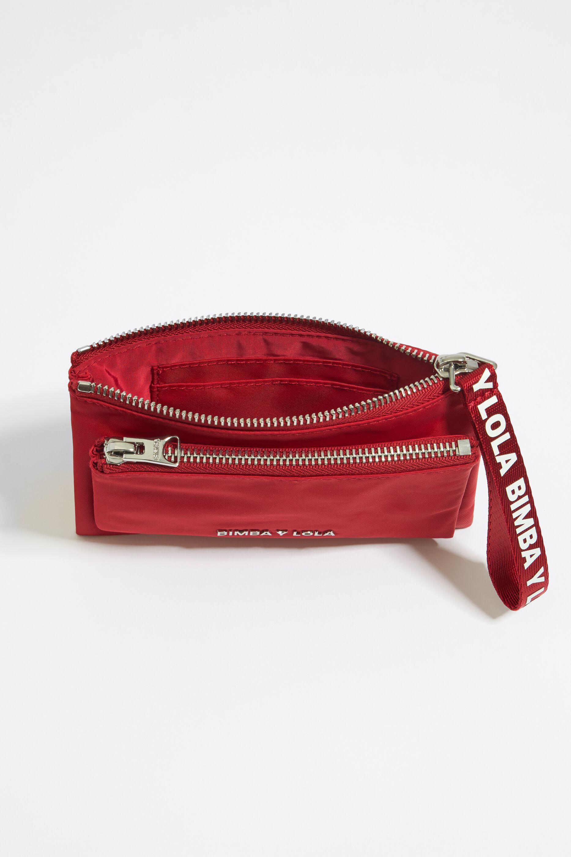 Red nylon double purse