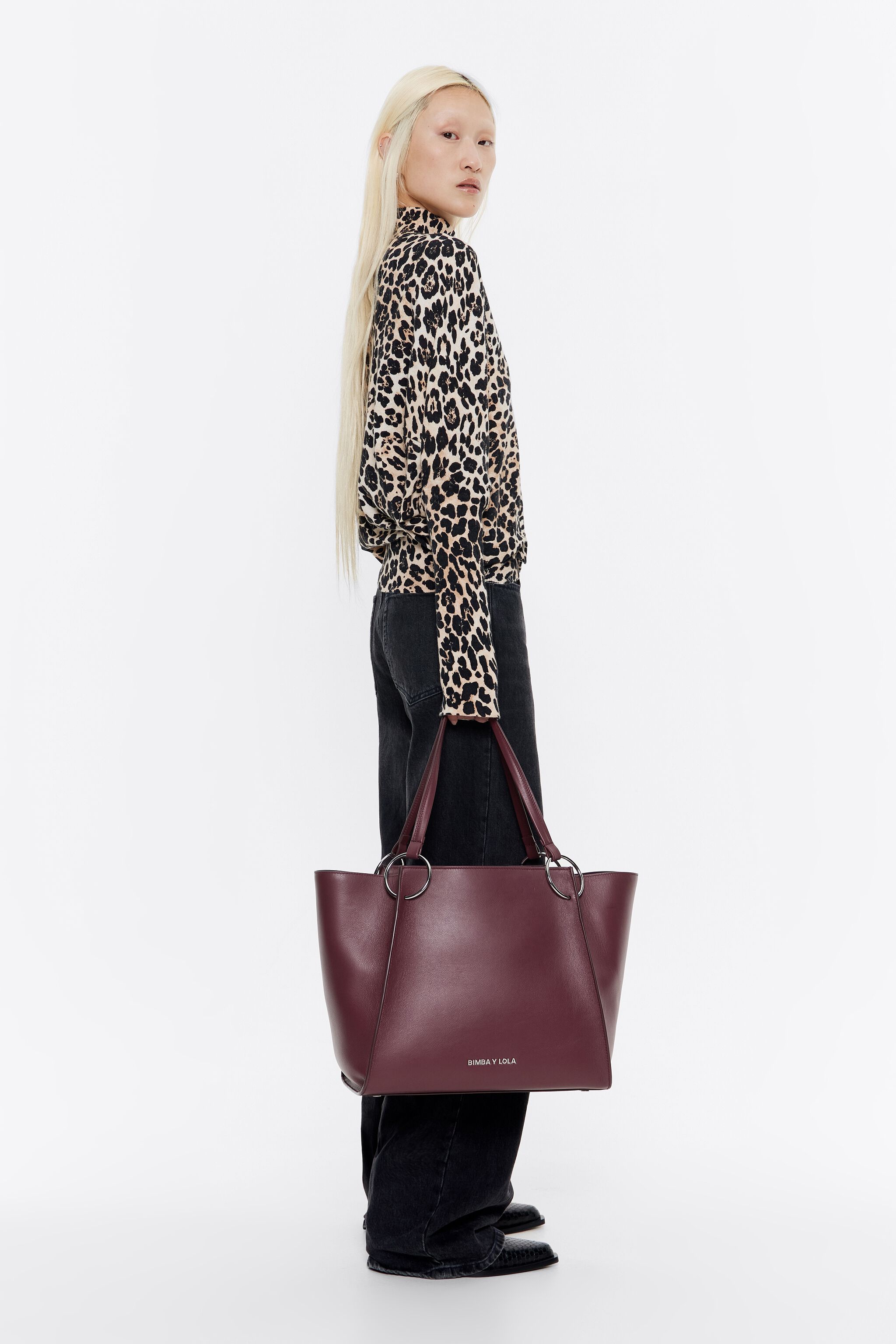 Large burgundy tote bag sales
