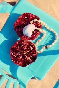Pearl and enameled seashell necklace