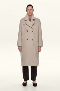 Beige fur midi coat