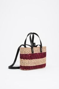 Small burgundy raffia basket bag