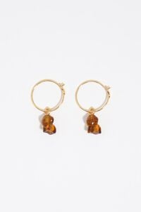 Brown resin dog hoop earrings