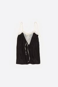 Black silk lace vest top