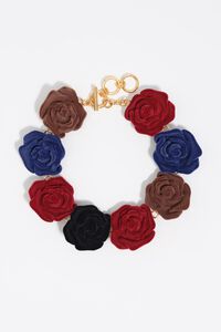 Red flocked rose necklace