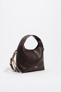 Small coffee leather Paper crossbody bag