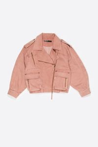 Peach denim double-breasted jacket