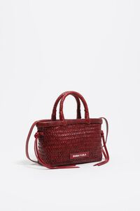 Dark red plaited leather mini bag