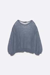 Light blue mohair boat-neck sweater