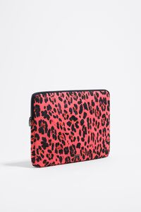 Electric pink Leopard print nylon 13.5" laptop sleeve