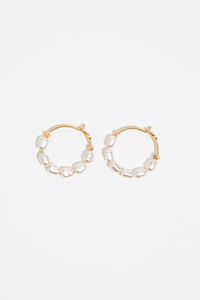 Pearls and chains golden hoop earrings