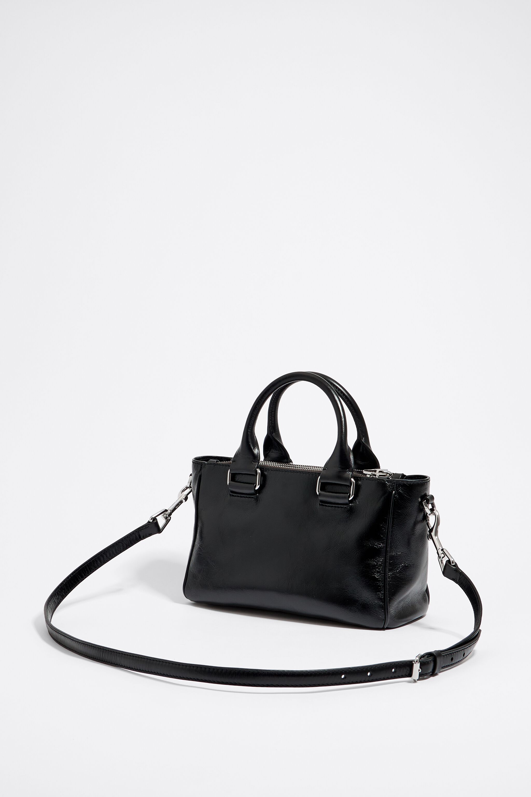 Real leather black store bag