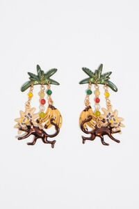 Gold monkeys and bananas earrings