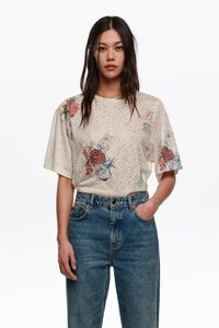 Off-white Seabed devor&eacute; straight-cut T-shirt