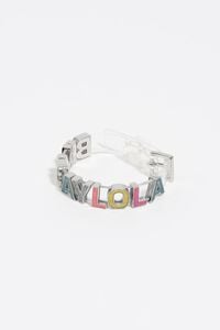 Multicolored glittery logo strap bracelet