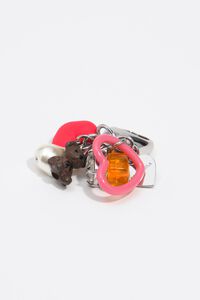 Silver heart multicharm ring