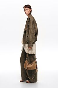 Medium natural suede Trapecio bag