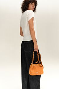 Medium amber suede snaps bag