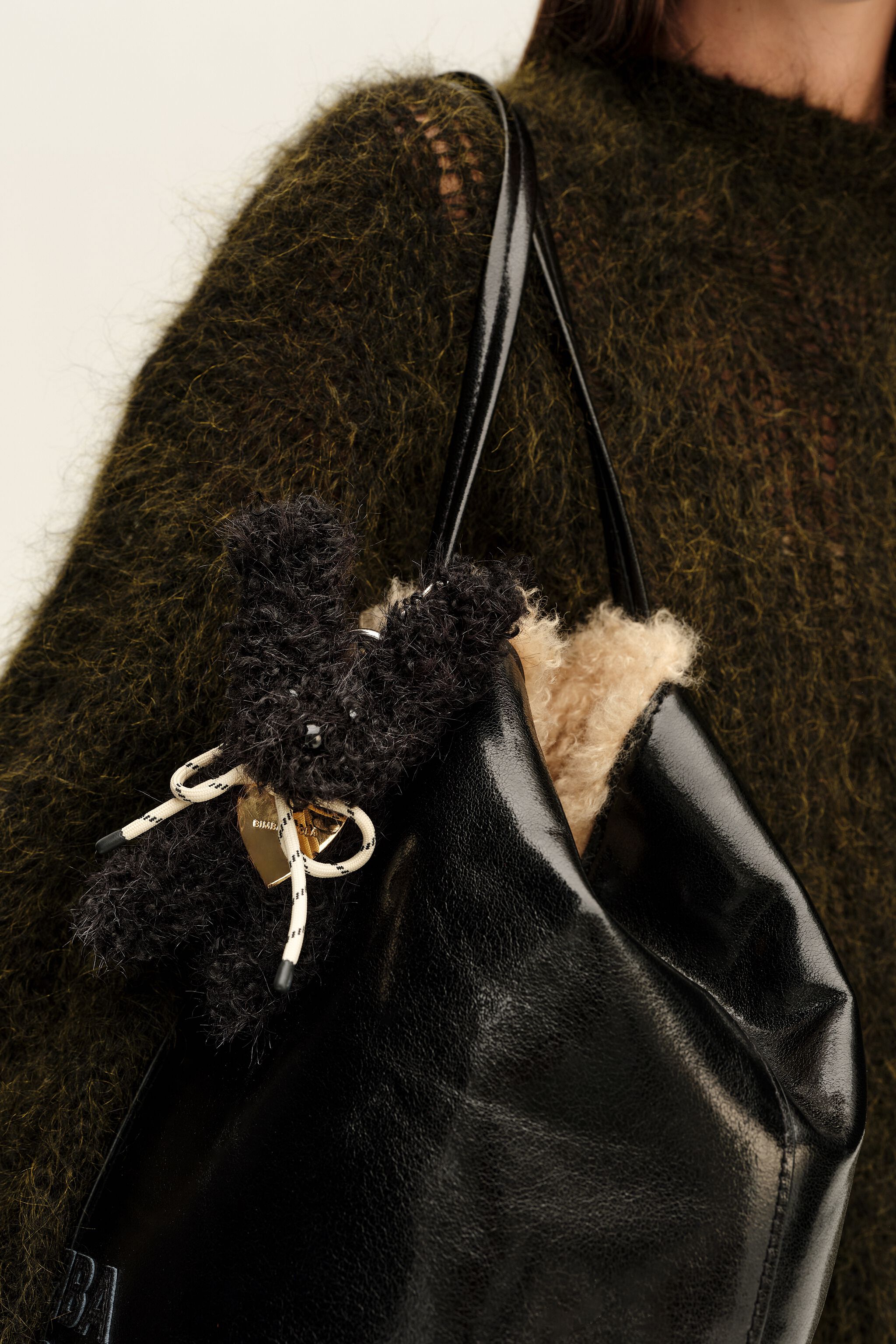 Black fur Coco key ring