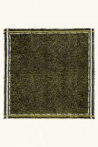 Leopard shawl with contrast logo border