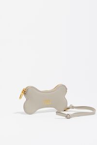 Stone leather coin purse bone charm