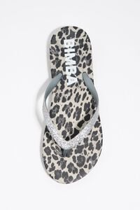 Gray Leopard flip-flop