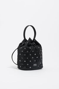 Black nylon mini bucket bag