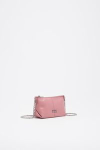 Pink micro leather crossbody bag