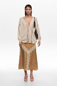 Toffee lace A-line skirt