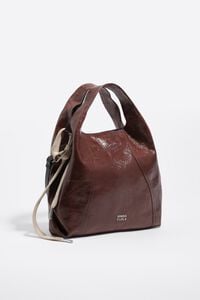 Medium mocha shiny leather Paper bag