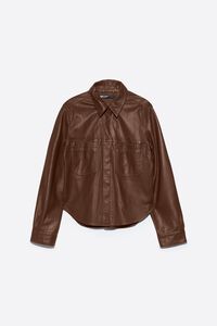 Brown washed leather shirt
