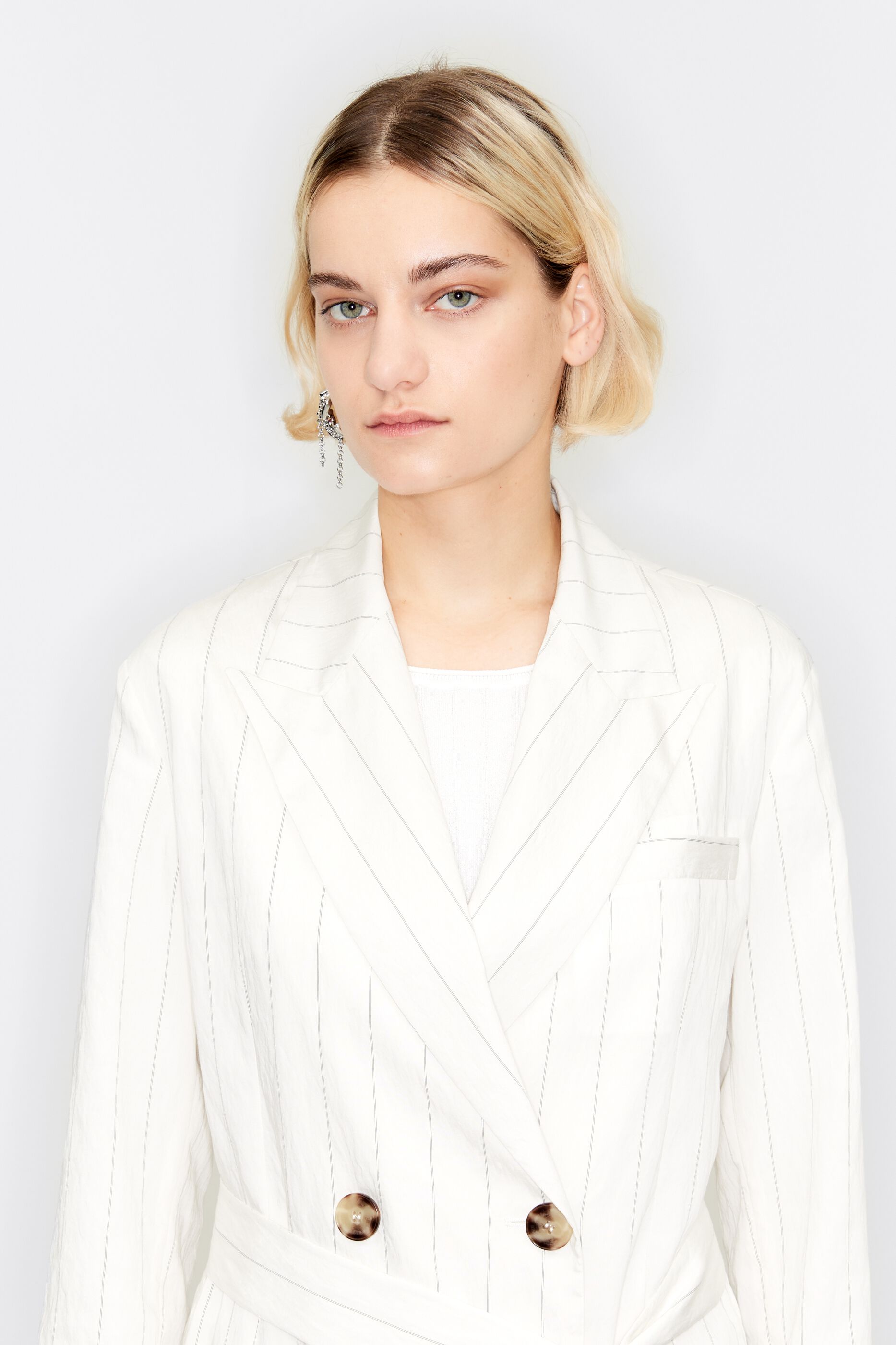 Fluid ivory striped blazer