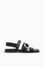 Flat black leather sandal Flat black leather sandal