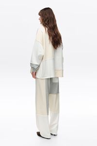 Ivory oversize patchwork cotton sweatshirt