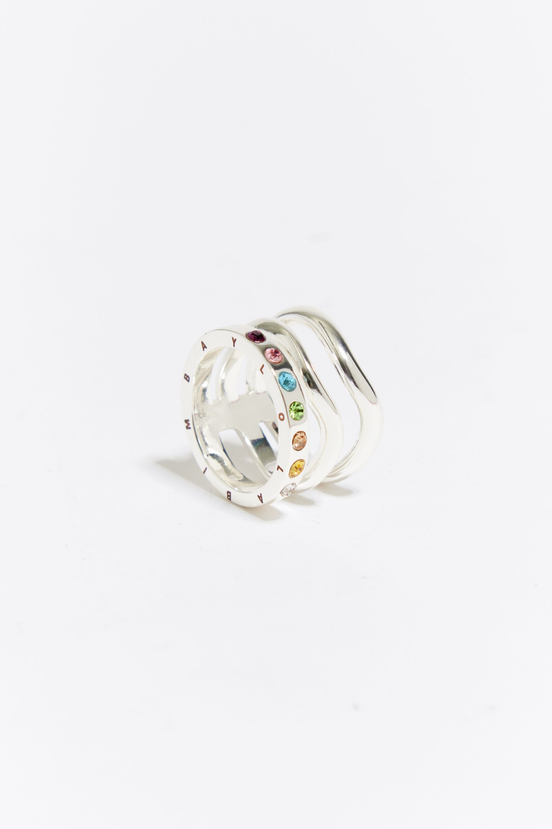 Silver band ring with crystals