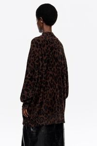 Dark brown Leopard Big fur high neck sweater